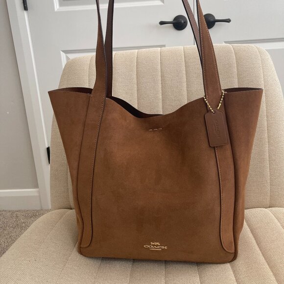 Hadley Tote Bag In Suede (color sienna) - Picture 1 of 8